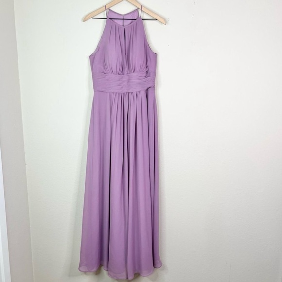 Azazie Women's Purple Halter Bonnie Bridesmaid Dress A8 A10 Maxi Long Sleeveless - Picture 3 of 13